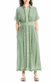 MAX STUDIO Short Sleeve Maxi Shirtdress