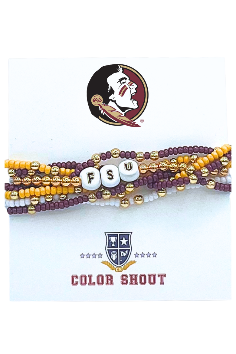 Florida State Lucky 7 Bracelet Set, Main, color, Yellow Gold