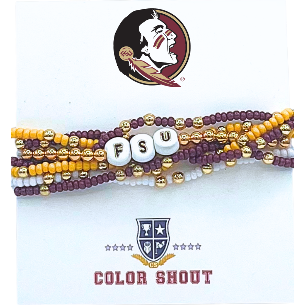 Color Shout Florida State Lucky 7 Bracelet Set In Multi