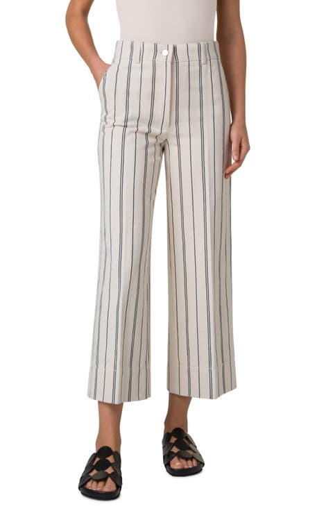 Chiara Stripe Wide Leg Crop Jeans