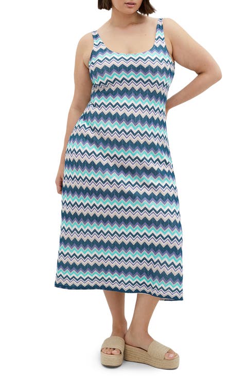 Skye Chevron Midi Dress (Plus)