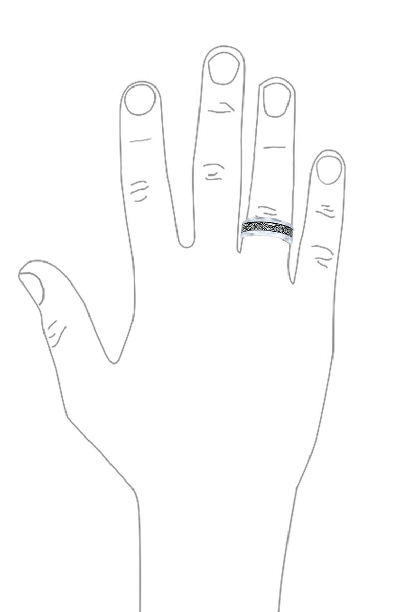 BLING JEWELRY Men's Celtic Dragon Titanium Band Ring, Alternate, color, Silver-Tone