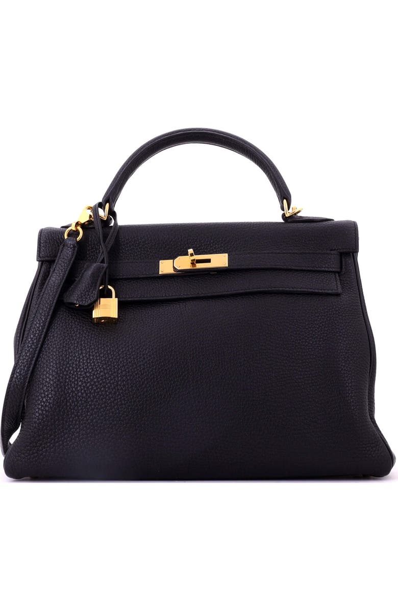 Pre-Owned Hermes Kelly Handbag Black Togo with Gold Hardware 32, Main, color, Noir