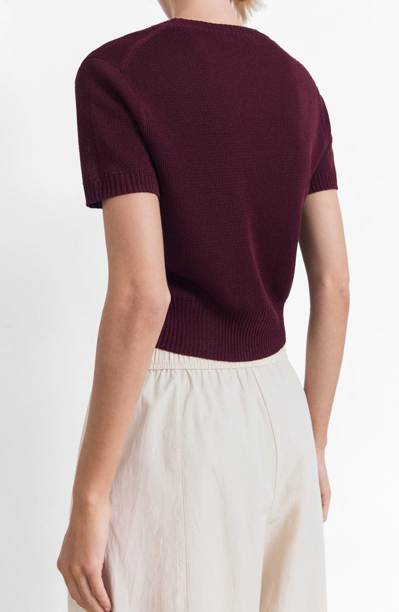 MANGO Short Sleeve Crop Sweater, Alternate, color, Burgundy