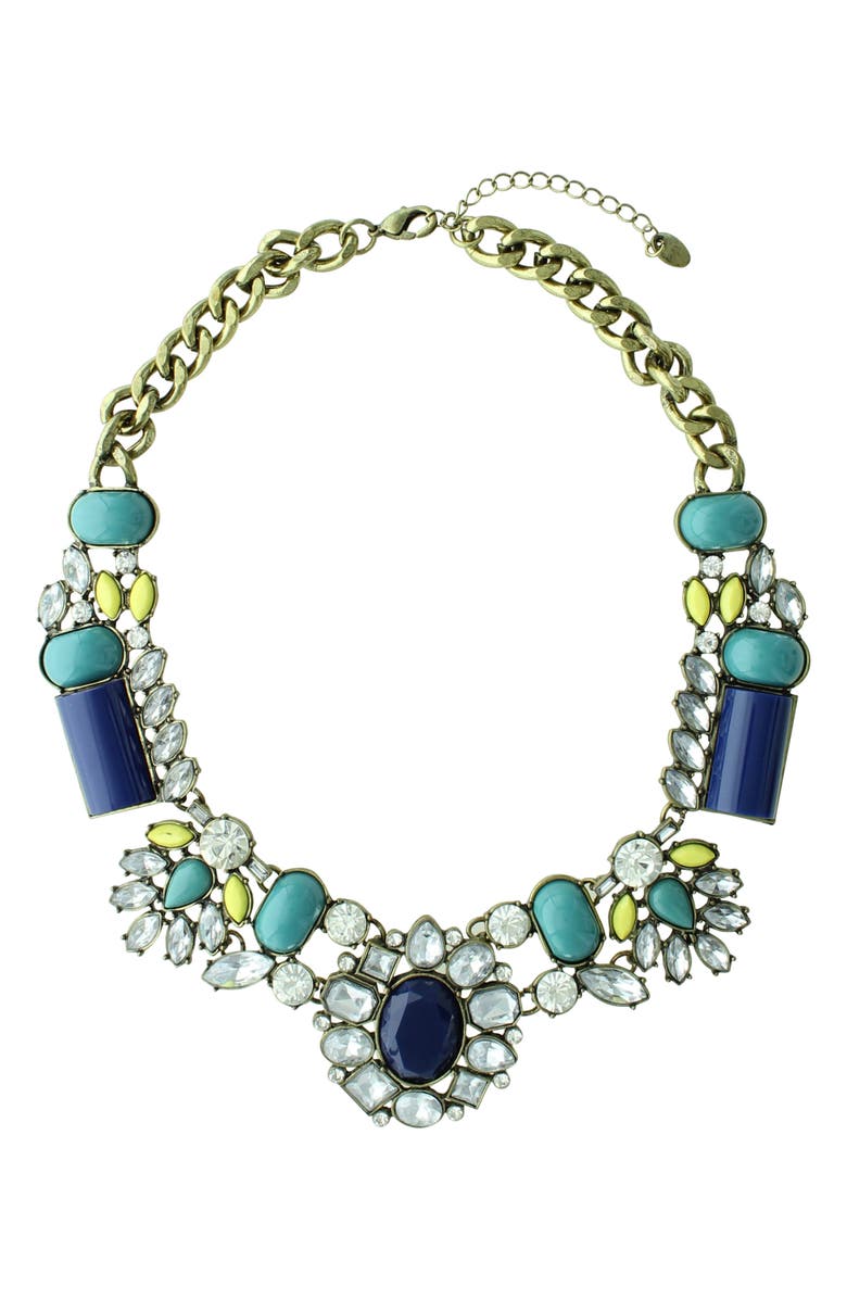 OLIVIA WELLES Catherine Collar Necklace, Alternate, color, Antique Gold / Blue Multi