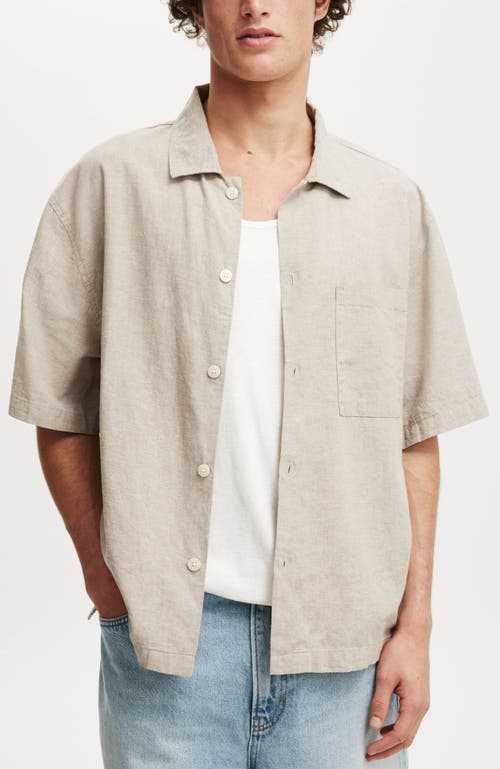 Cotton On Eli Linen Blend Short Sleeve Shirt In Green