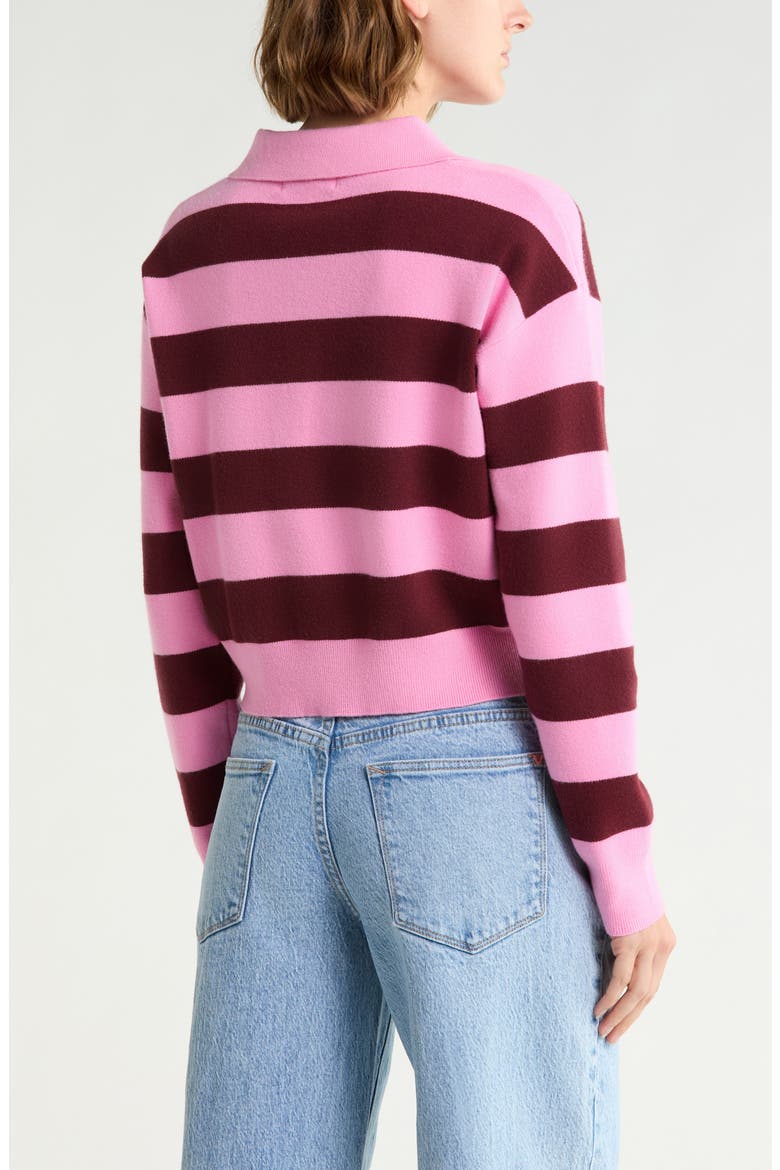 Striped Polo Sweater, Alternate, color, PINK/ RED