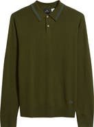 PS Paul Smith Long Sleeve Tipped Wool Polo Sweater