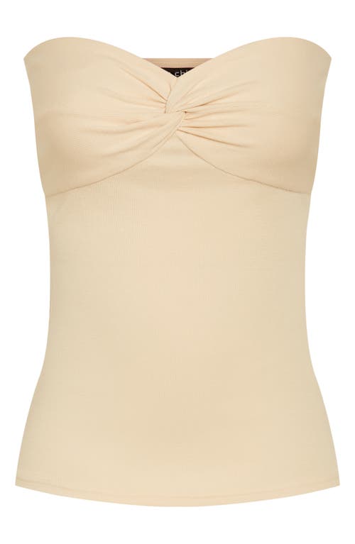 City Chic Asher Strapless Rib Top In Gray