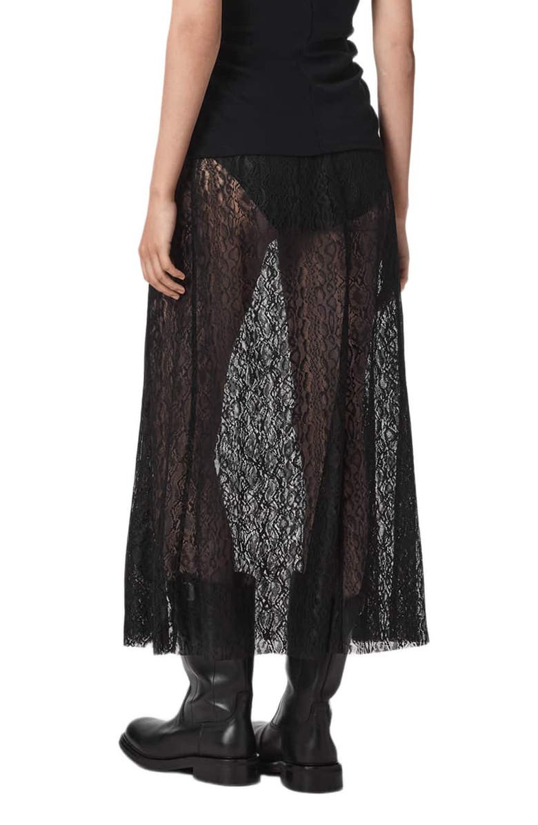 AllSaints Arran Snakeskin Texture Maxi Skirt, Alternate, color, Black