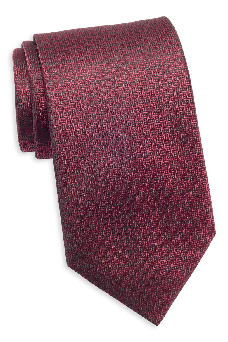 Geo Jacquard Tie, Main, color, RED