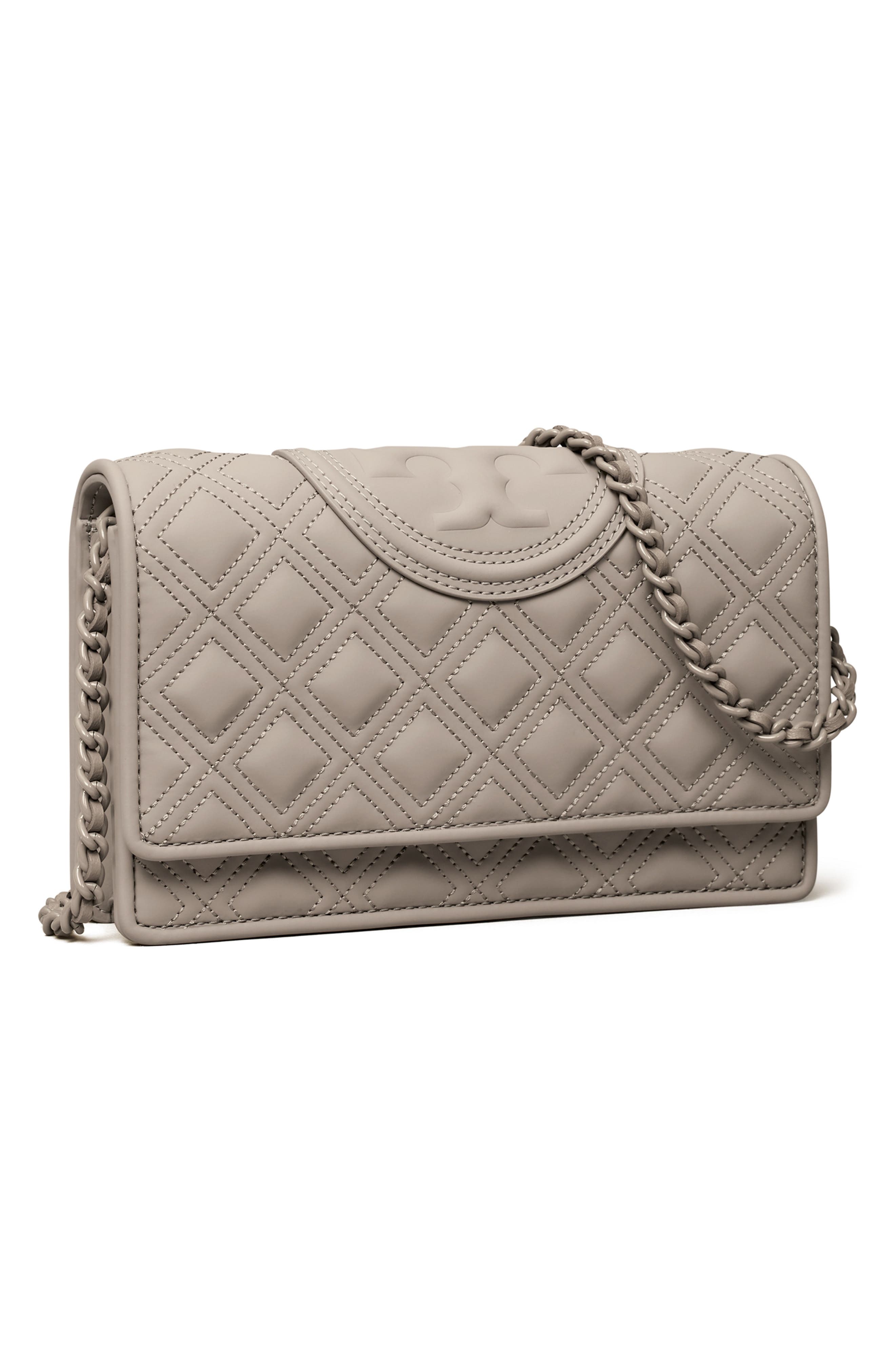 Fleming Matte Wallet on a Chain, Alternate, color, GRAY HERON
