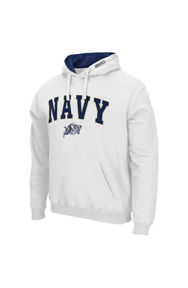 COLOSSEUM Men's Colosseum White Navy Midshipmen Arch & Logo 3.0 Pullover Hoodie, Alternate, color, White