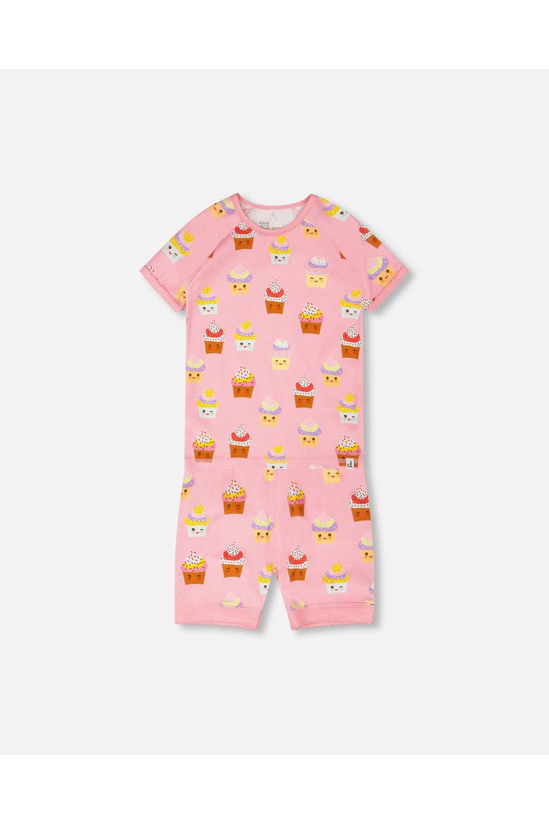 Organic Cotton Cupcake Two-Piece Pyjama Set, Main, color, Pink Printed Cupcake