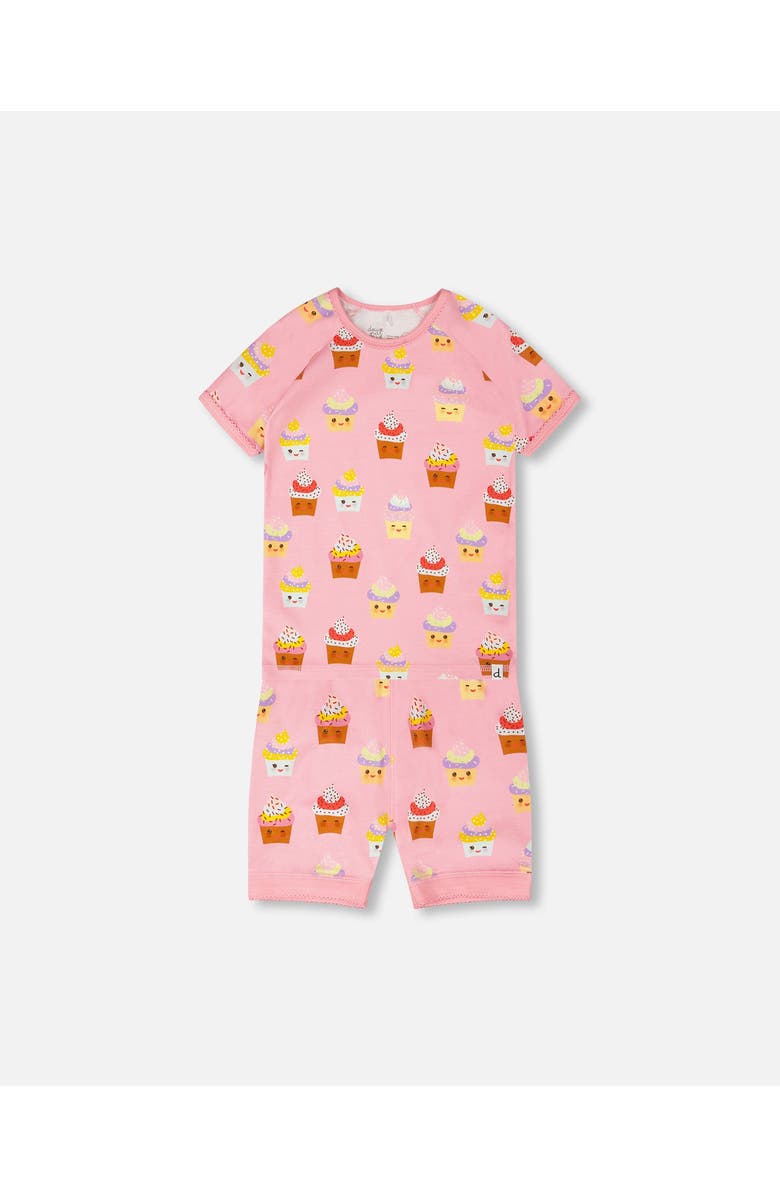 Deux par Deux Organic Cotton Cupcake Two-Piece Pyjama Set, Main, color, Pink Printed Cupcake