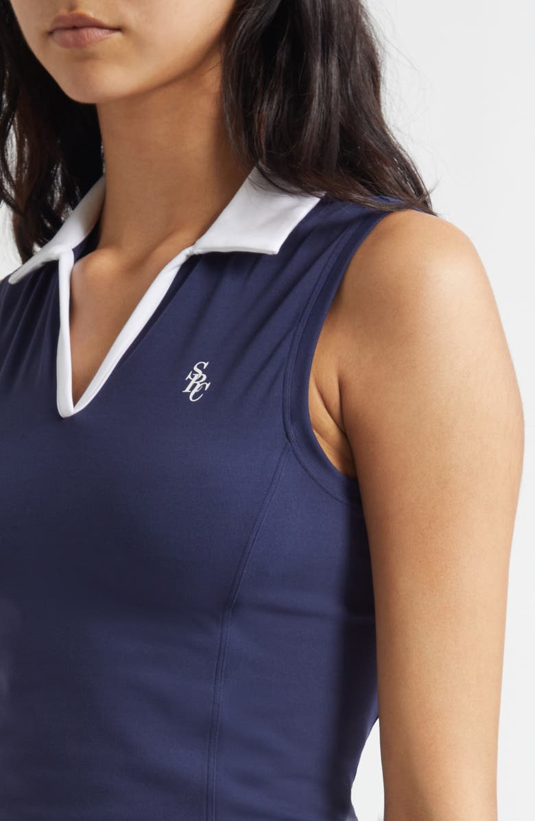 Sporty & Rich Sports Crop Polo Vest, Alternate, color, Dark Navy/ White