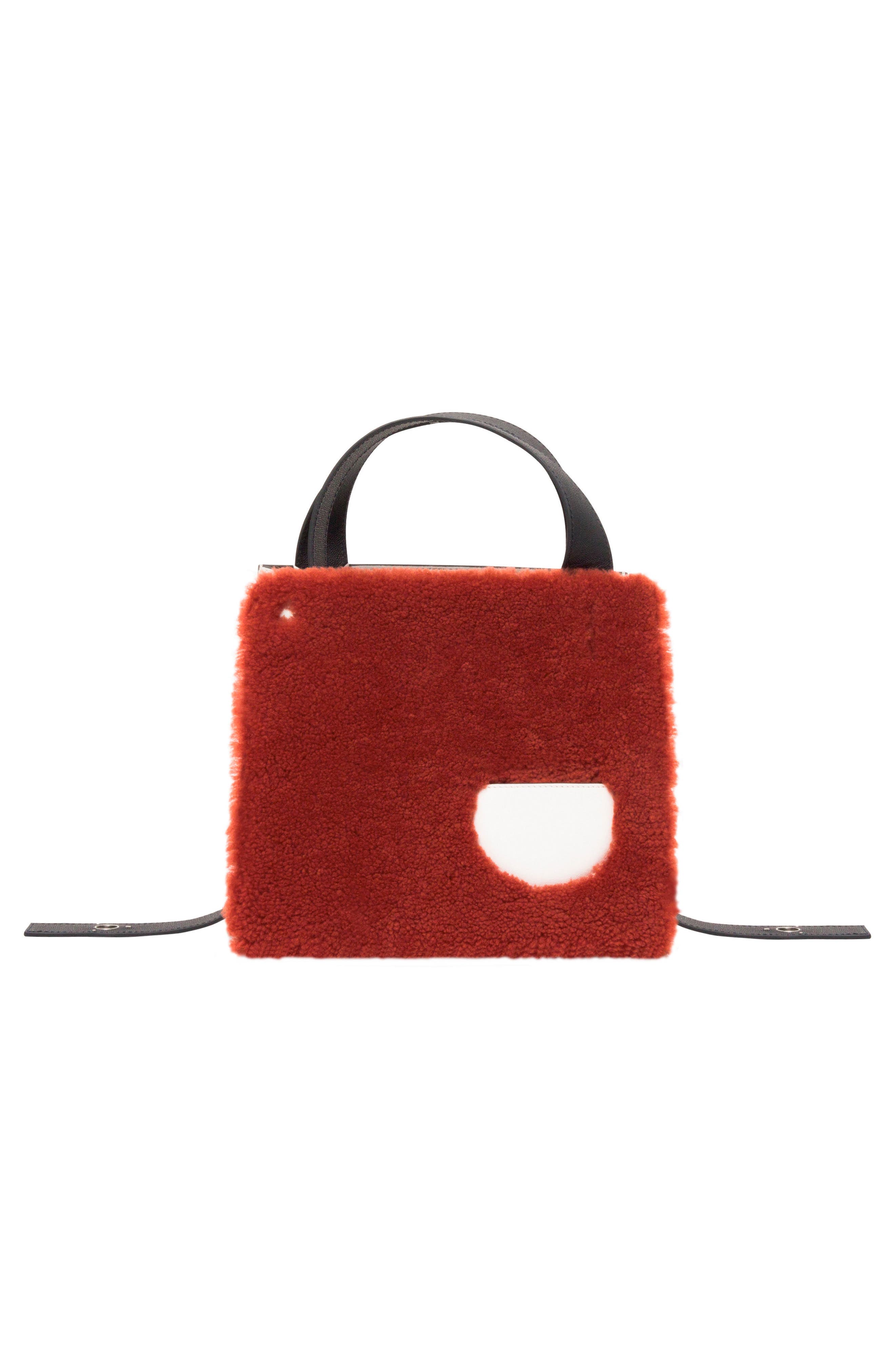 Margot Leather & Genuine Shearling Tote Bag, Alternate, color, SHEARLING BRICK