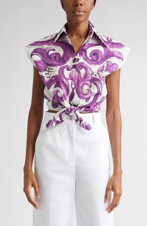 Majolica Print Cotton Poplin Shirt