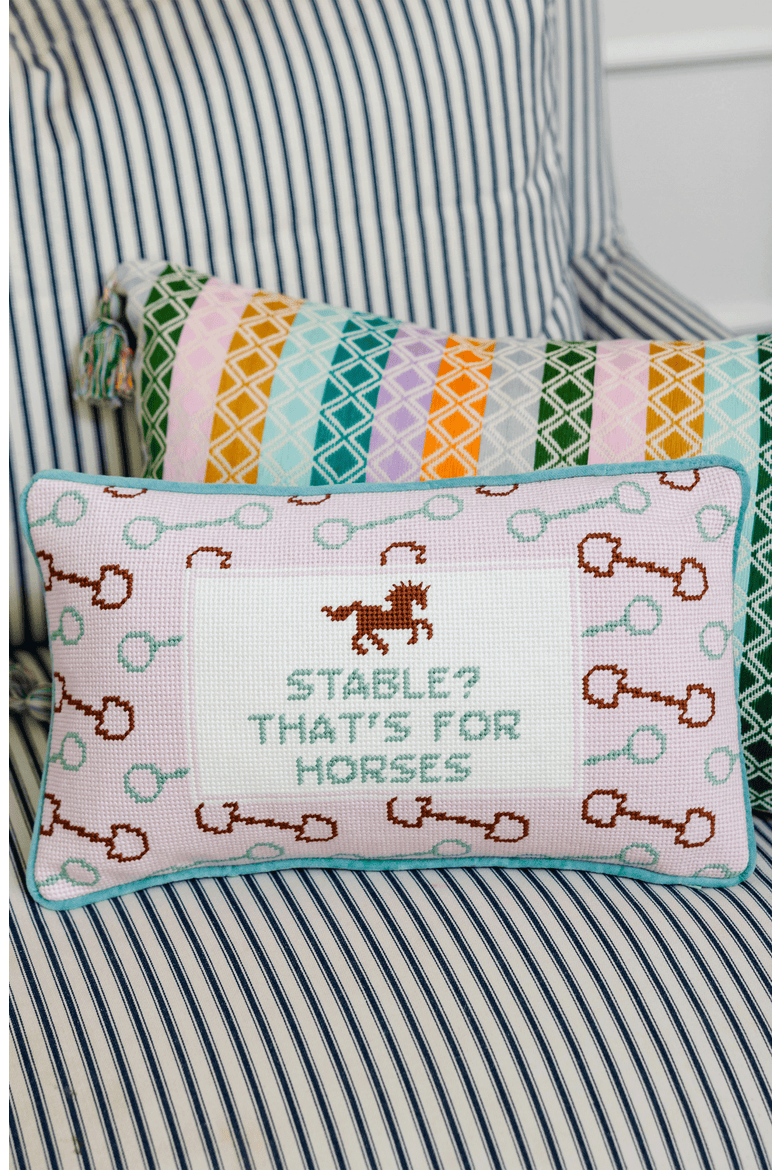 Stable Needlepoint Pillow, Alternate, color, Stable