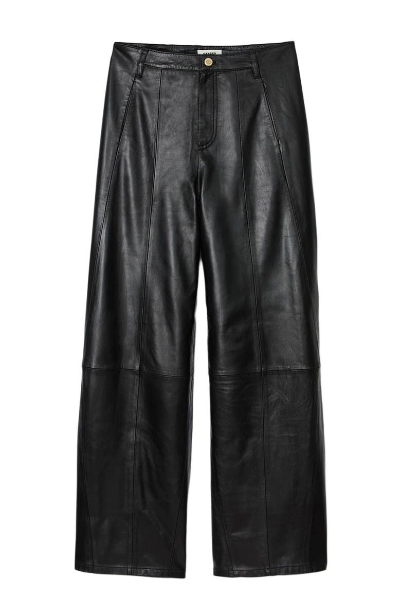 SANDRO Wide-leg leather trousers, Alternate, color, Black