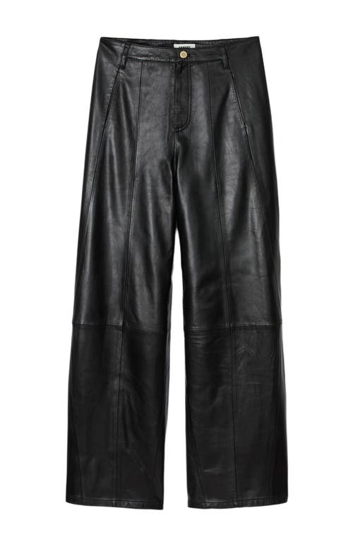 Sandro Wide-leg Leather Trousers In Black