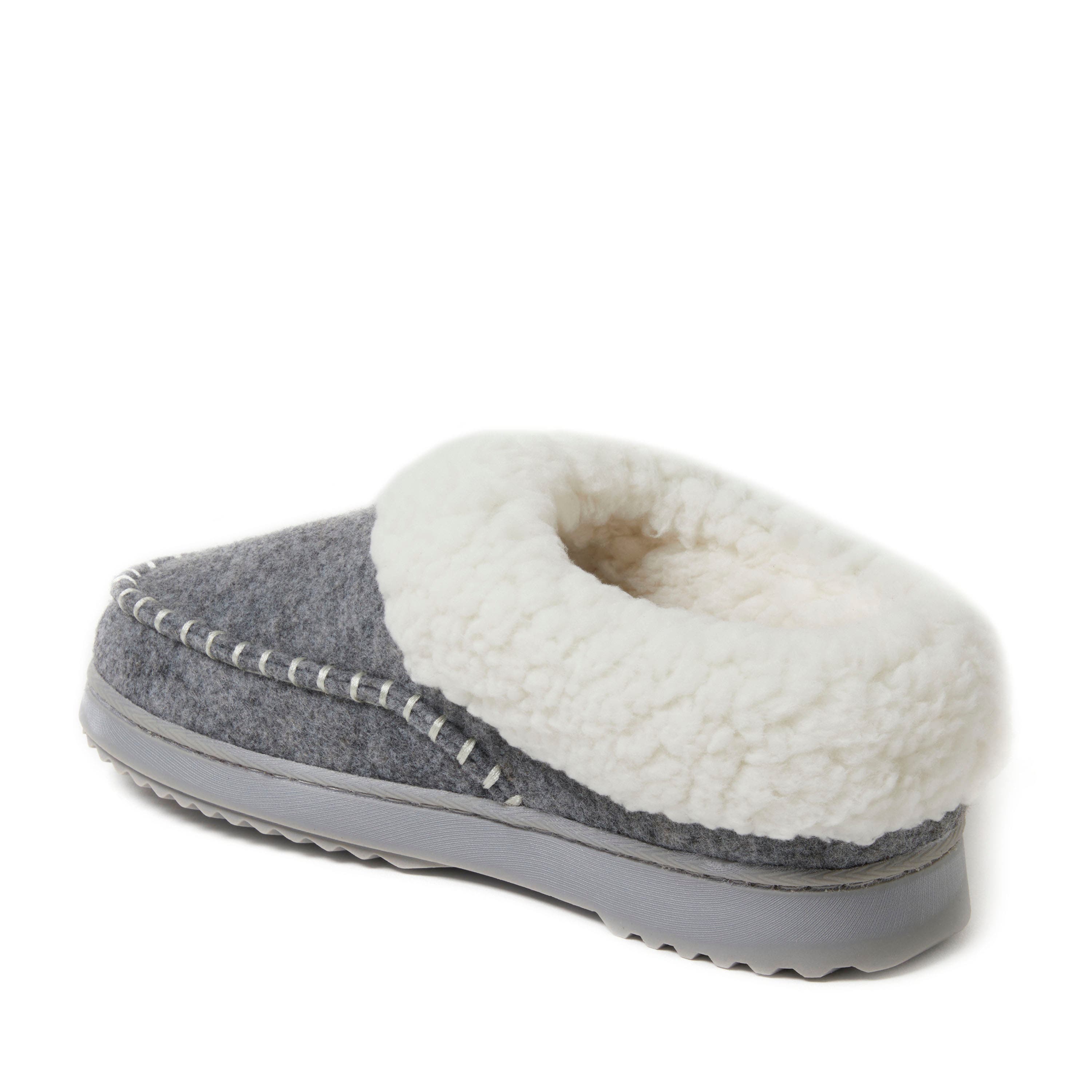 DEARFOAMS Nyla Felted Plaid Moccasin Toe Clog Slipper, Alternate, color, Light Heather Grey