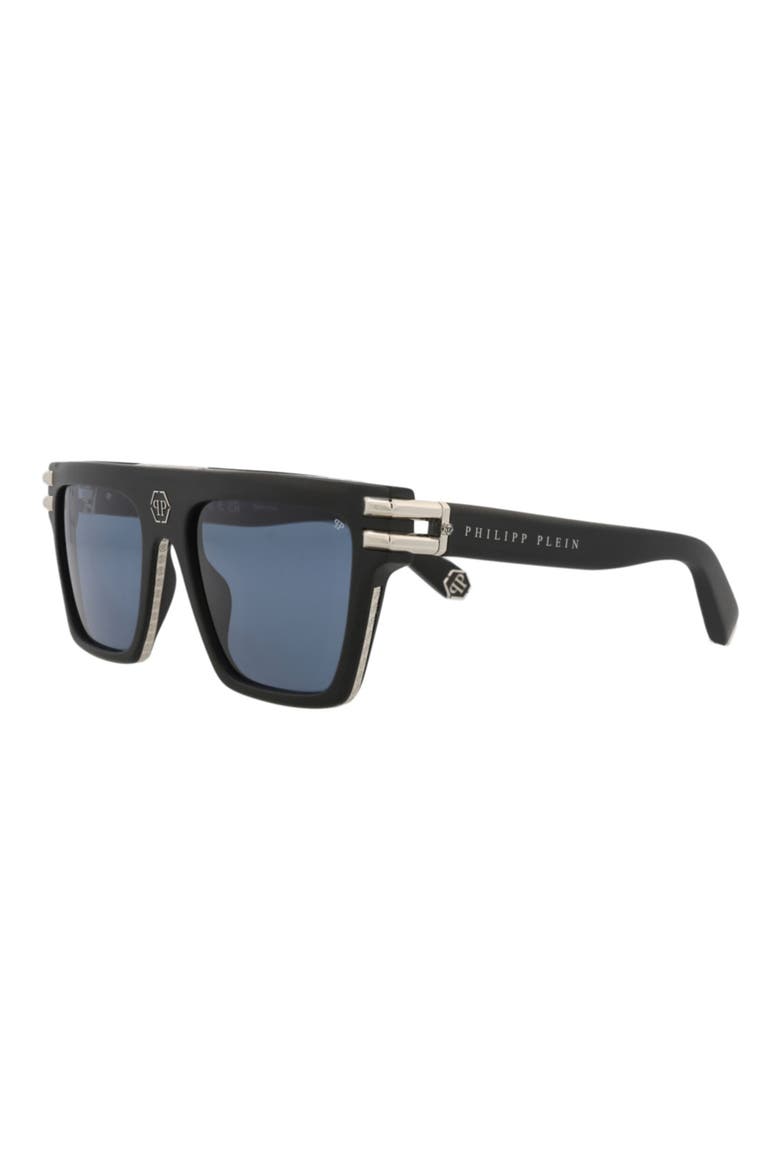 56mm Square Sunglasses, Alternate, color, BLACK BLACK BLUE