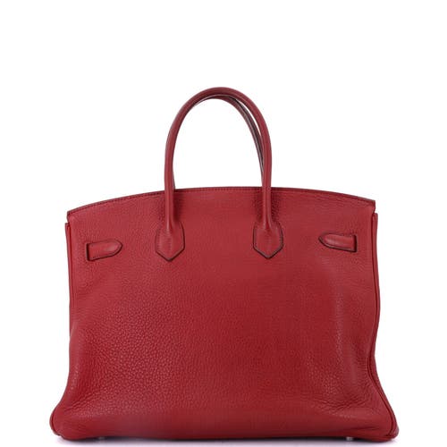 Pre-owned Hermes Hermes Birkin Handbag Red Clemence With Palladium Hardware 35 In Red