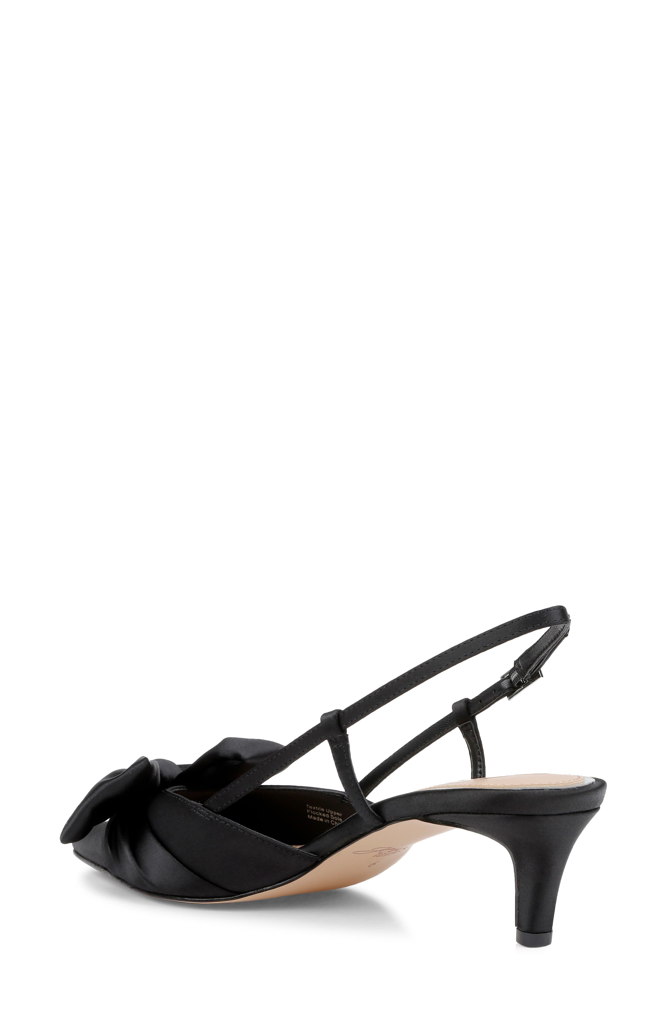 Jewel Badgley Mischka Shoshana Pointed Toe Slingback Pump, Alternate, color, Black Satin