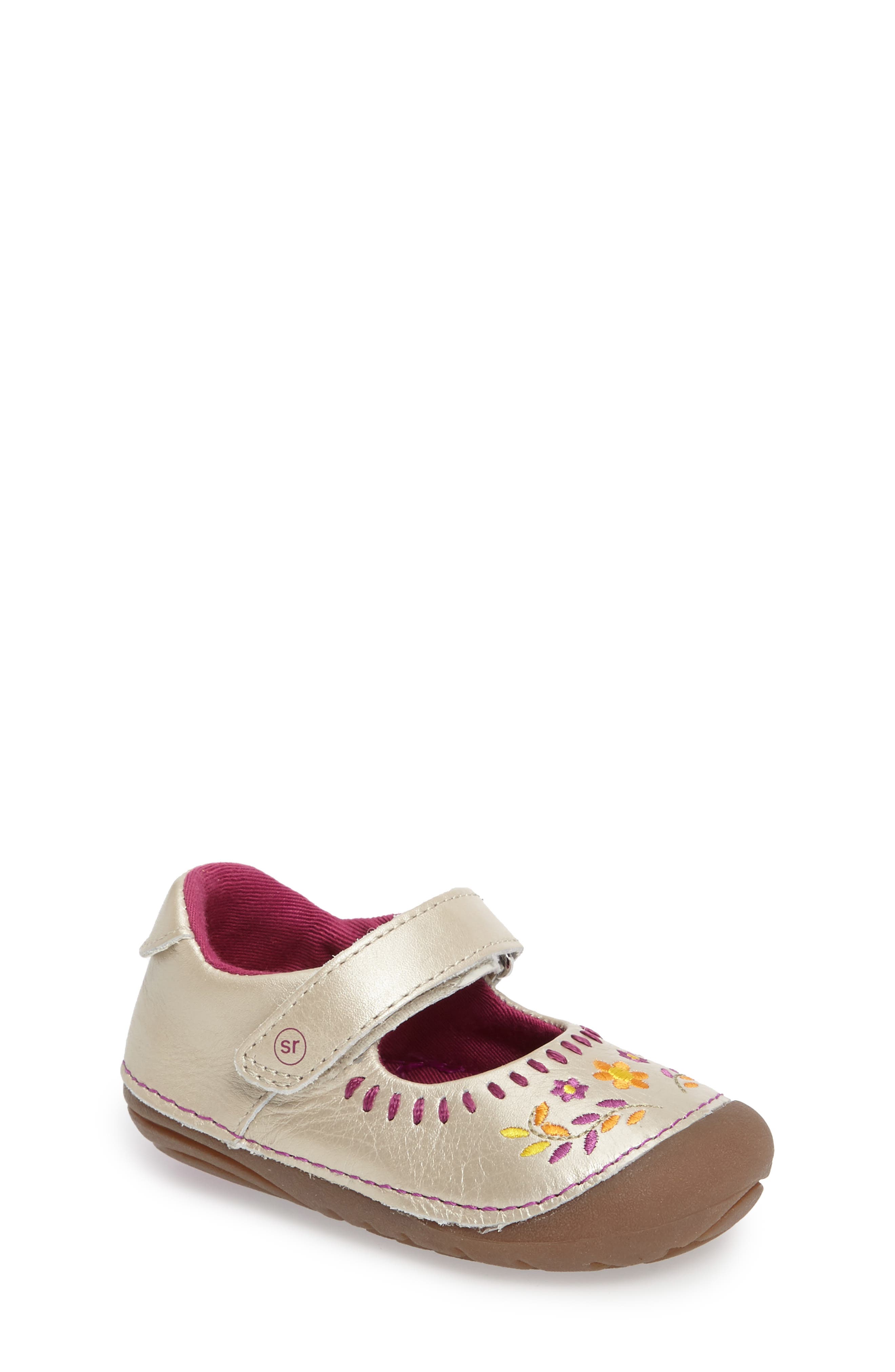 Stride Rite Atley Flower Embroidered Mary Jane, Main, color, 