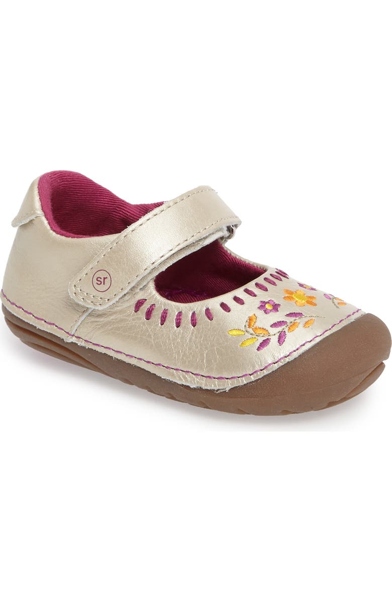 Stride Rite Atley Flower Embroidered Mary Jane, Main, color,