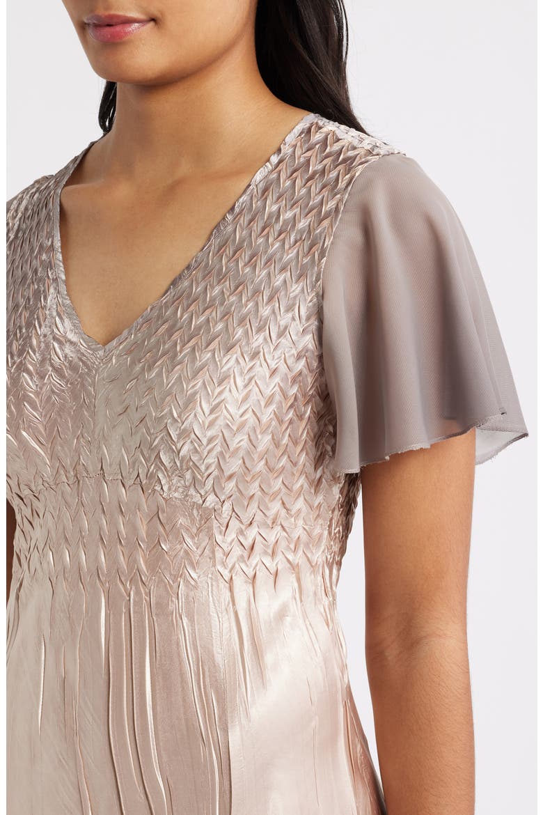 Tiered Charmeuse & Chiffon Cocktail Dress, Alternate, color, OYSTER SMOKE OMBRE