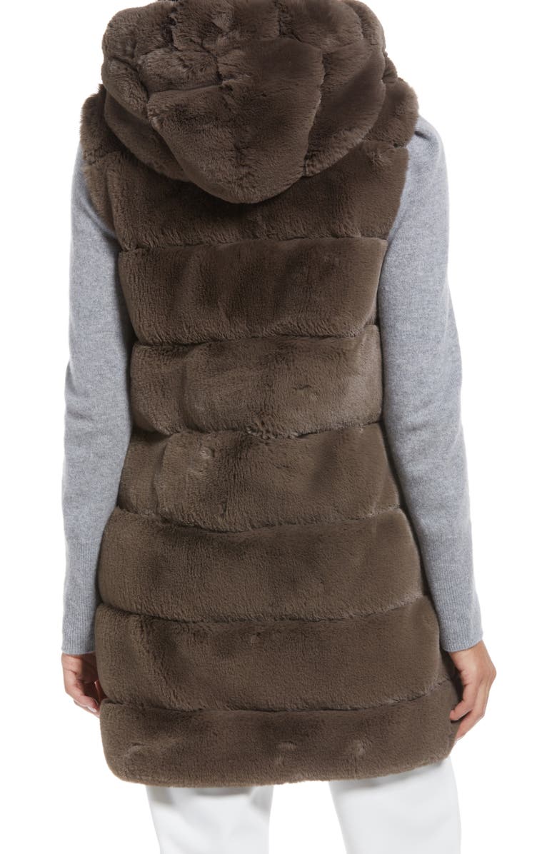 Via Spiga Grooved Faux Fur Hooded Vest, Alternate, color,