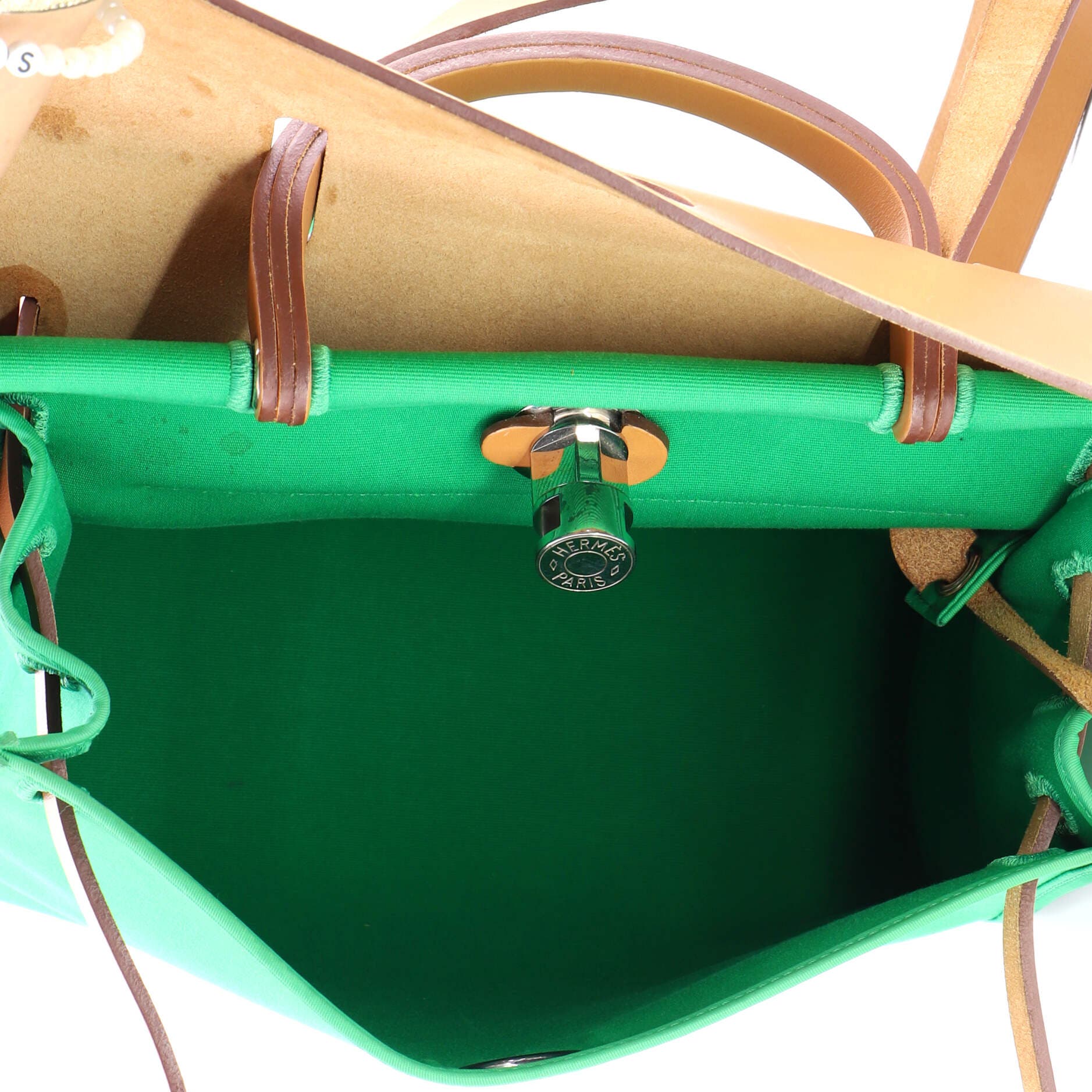 Herbag Zip Leather and Toile 31, Alternate, color, Green