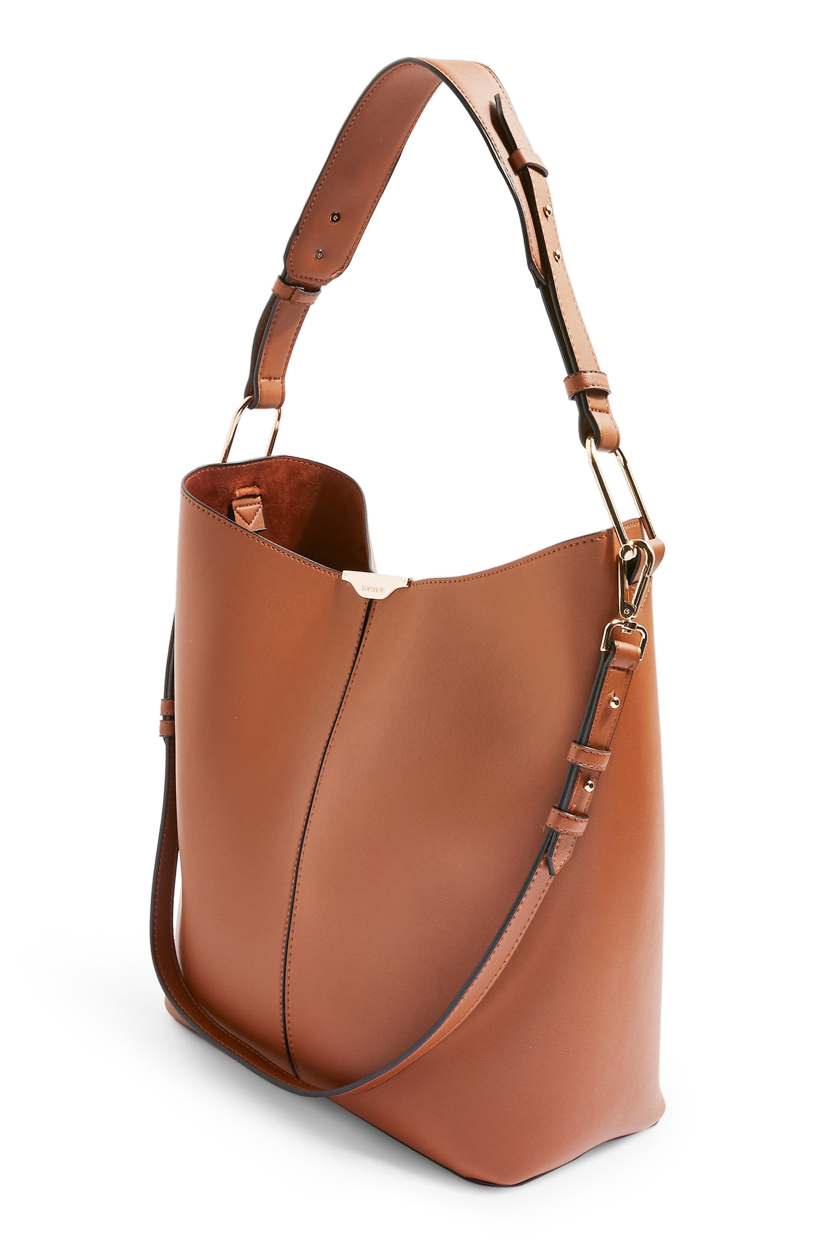 Topshop Hettie Faux Leather Hobo Bag, Alternate, color, 