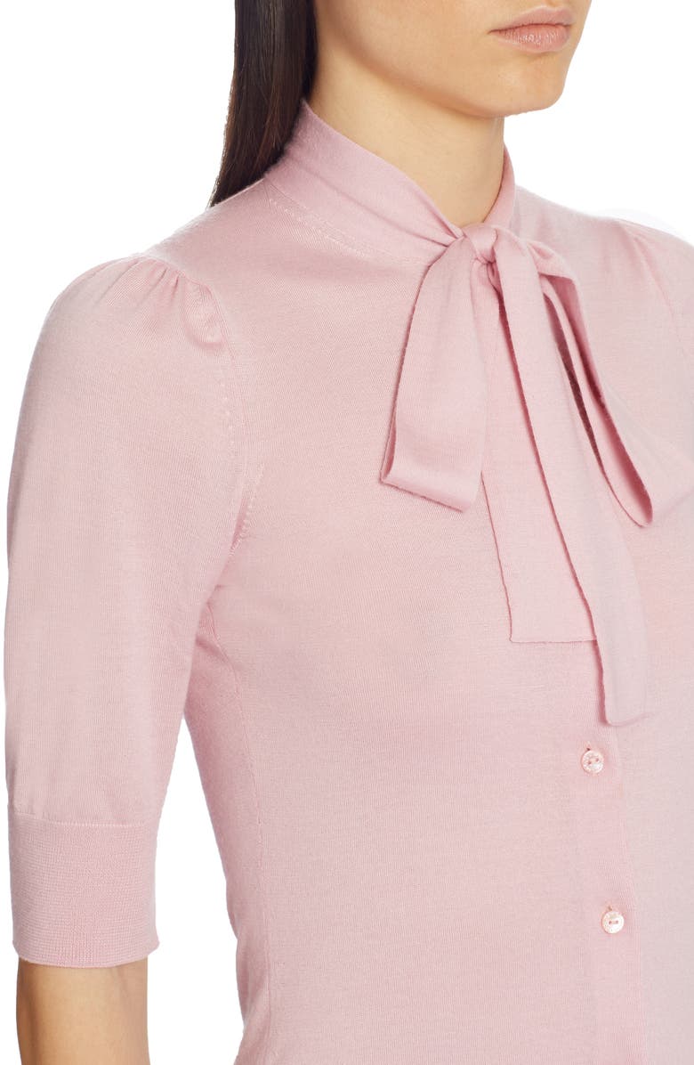 Dolce&Gabbana Tie Neck Cashmere & Silk Cardigan, Alternate, color, 