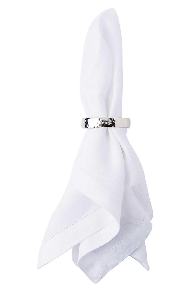 Juliska Set of 4 Hammered Napkin Rings, Alternate, color, Silver