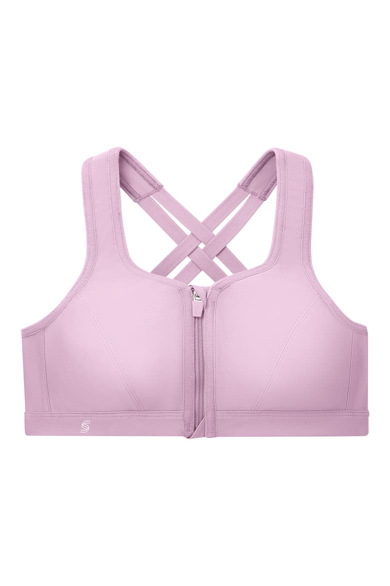 Full Figure Zip-Up Sports Bra, Alternate, color, LAVENDER