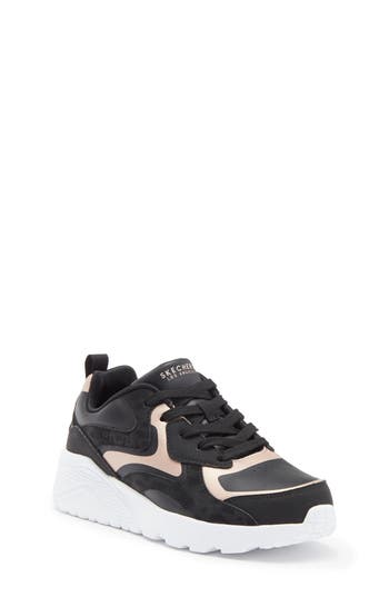 Skechers Kids' Uno Lite Sneaker In Black/rose Gold