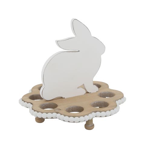 Wooden Easter Bunny Egg Holder Decorative Home Accent for Easter Celebrations