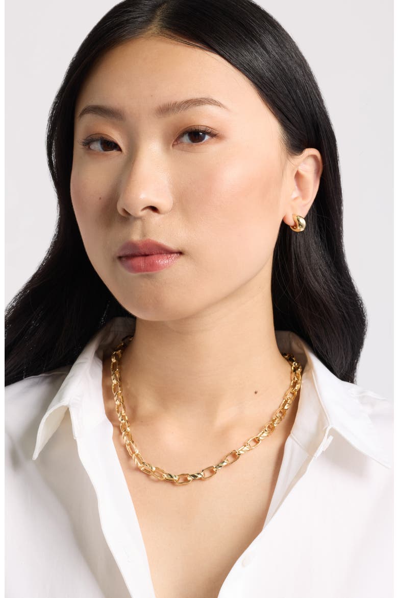 Fluted Curb Chain Necklace, Alternate, color, GOLD