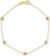 Bony Levy El Mar 18K Yellow Gold Ruby Clover Station Chain Bracelet