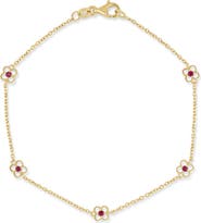 Bony Levy El Mar 18K Yellow Gold Ruby Clover Station Chain Bracelet