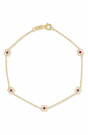 Bony Levy El Mar 18K Yellow Gold Ruby Clover Station Chain Bracelet