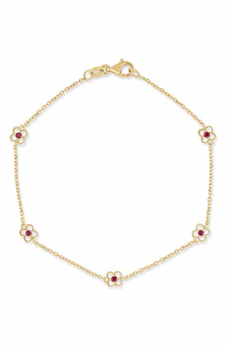 Bony Levy El Mar 18K Yellow Gold Ruby Clover Station Chain Bracelet