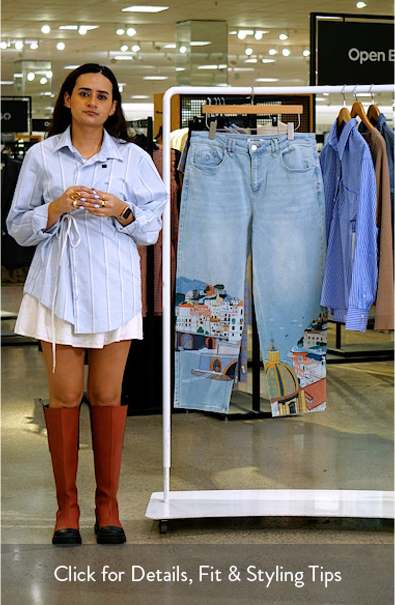 Graphic Print Ankle Taper Jeans, sales video thumbnail