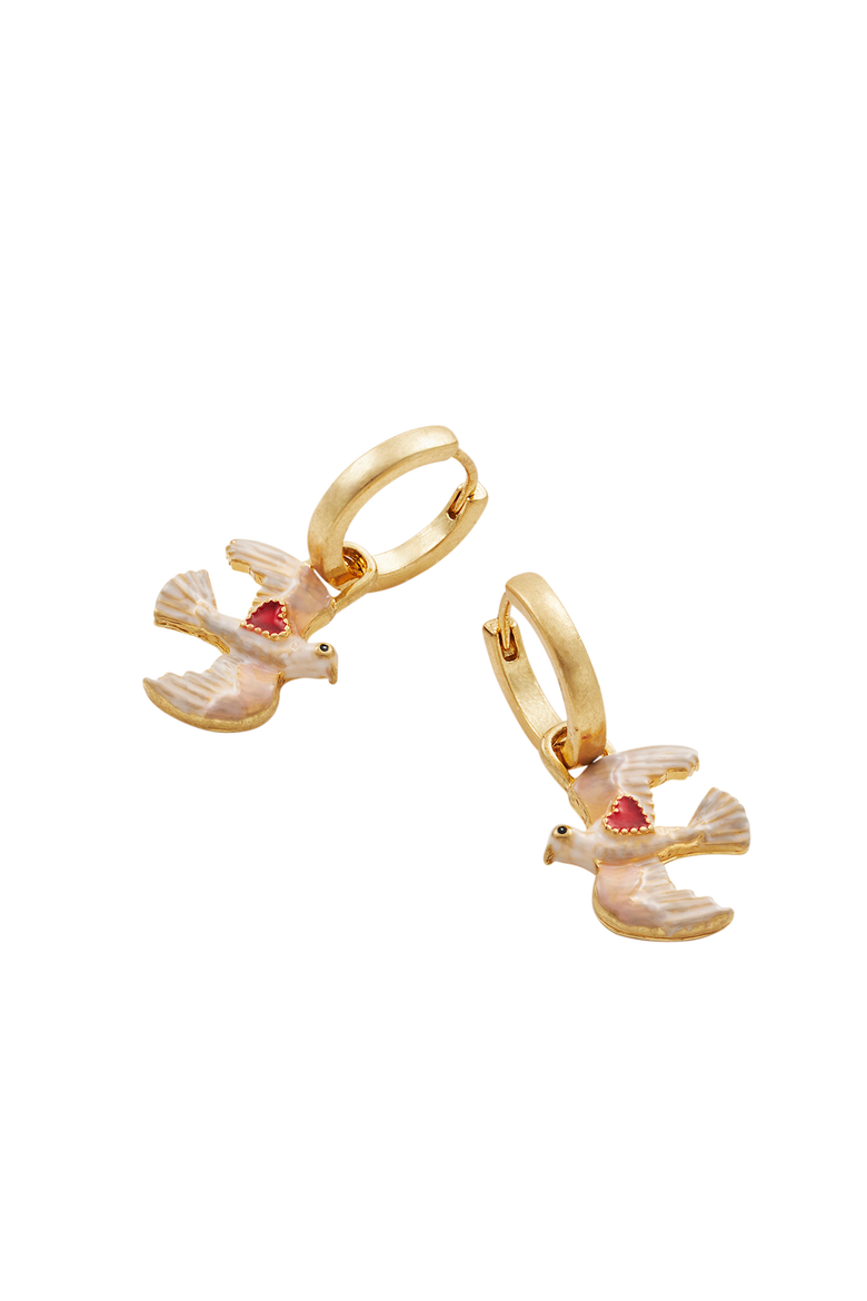 Love Dove Huggie Earrings, Alternate, color, Gold