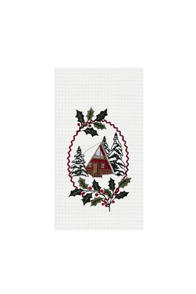 Alpine Ski Lodge Winter Sports Christmas Towel, Main, color, White