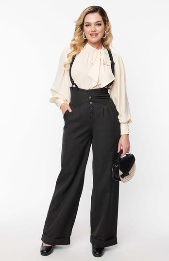 Louren suspenders wide pants(Plaids Women's Wide Leg Pants Louren suspenders wide pants(Plaids Women's Wide Leg Pants