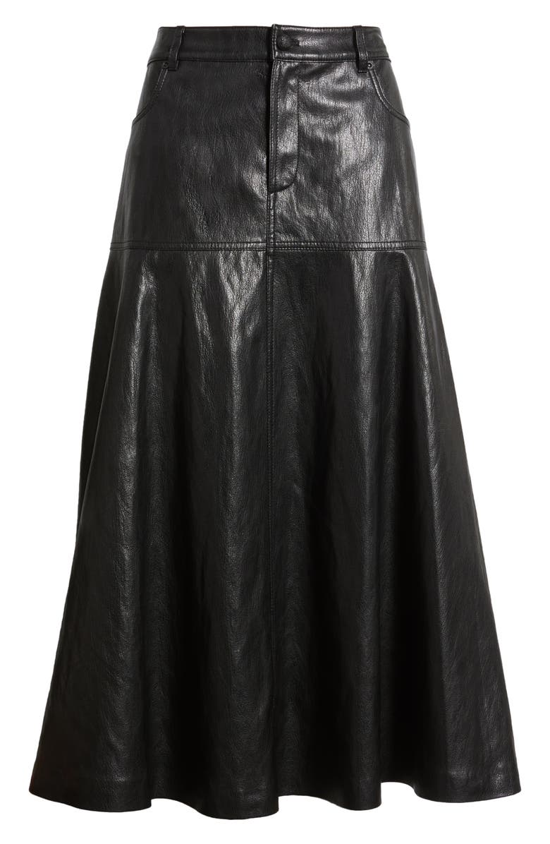 KOBI HALPERIN Rhea Faux Leather Midi Skirt, Alternate, color, Black